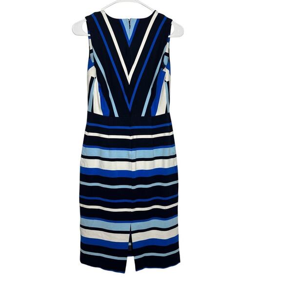 Banana Republic Women 6 V-Neck Rear Zip Blue Black Knee Length Bodycon Dress - Picture 8 of 8